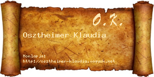 Osztheimer Klaudia névjegykártya